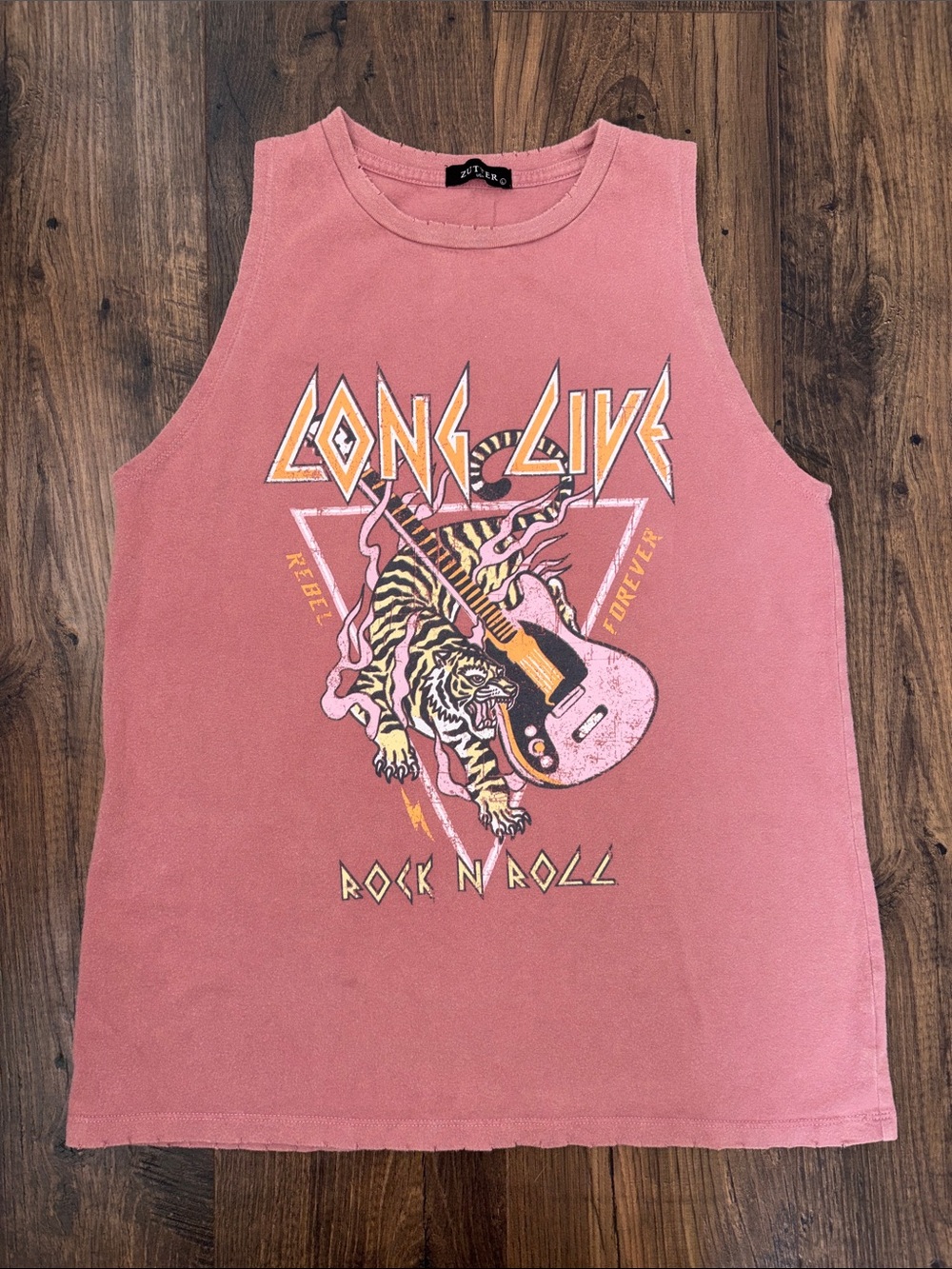 Vintage-Inspired Rose Pink Graphic Rock Tank Top